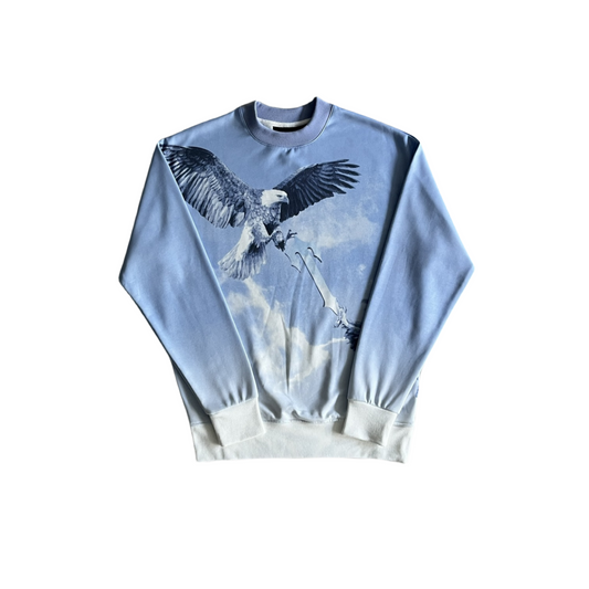 Trapstar Eagle Crewneck Sweatshirt Pullover Long Sleeve Shirt - Blue/White