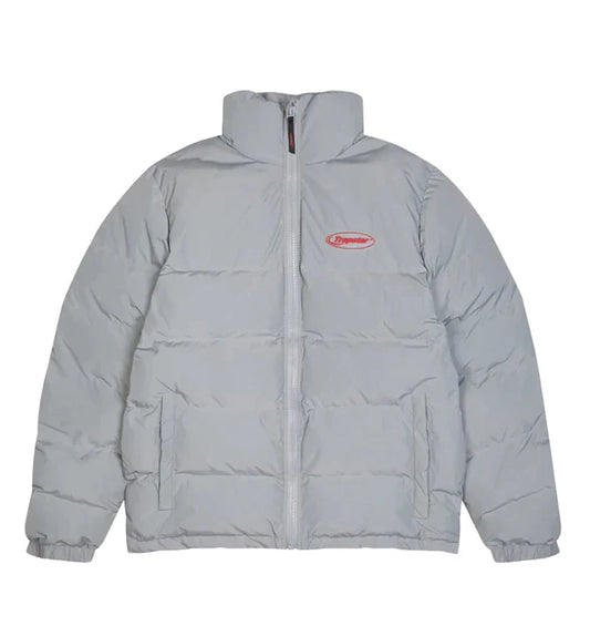 TRAPSTAR LIGHT GREY WITH RED HYPERDRIVE 2.0 BOMBER PUFFER JACKET