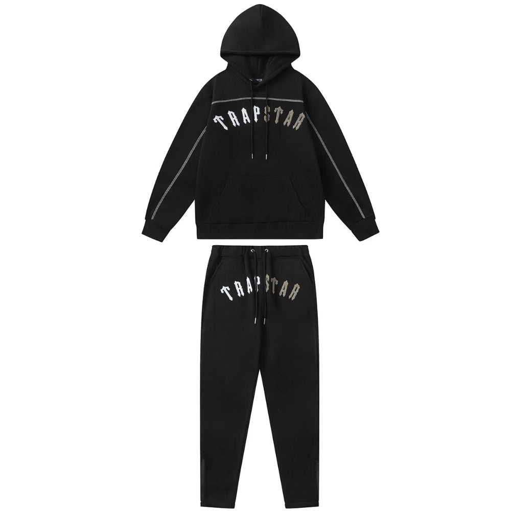 Trapstar Irongate Arch Hoodie With Pants Tracksuit - BLACK MONOCHROME EDITION