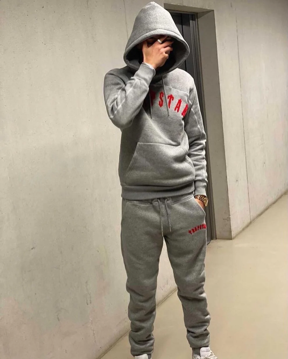 Trapstar Irongate Arch Tracksuit Hoodie And Pants - GREY/RED