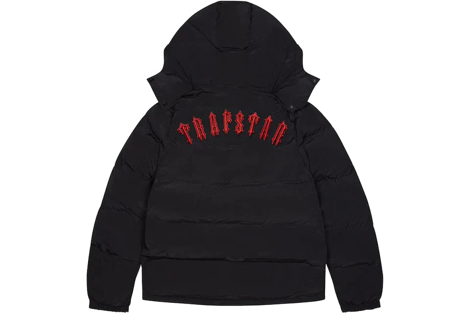 Trapstar Irongate Detachable Hooded Puffer Jacket-Black Red