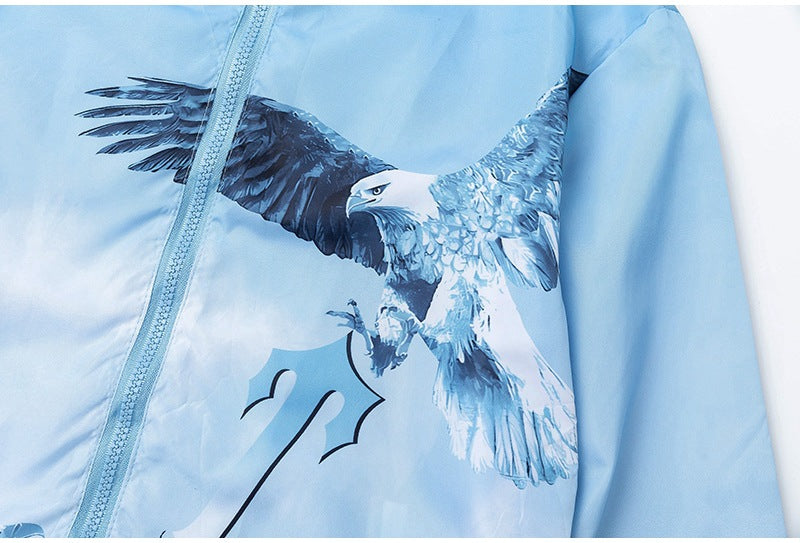 Men's Trapstar Irongate Windbreaker Jacket - Blue Eagle Zip-Up Lightweight Coat Outdoor Apparel
