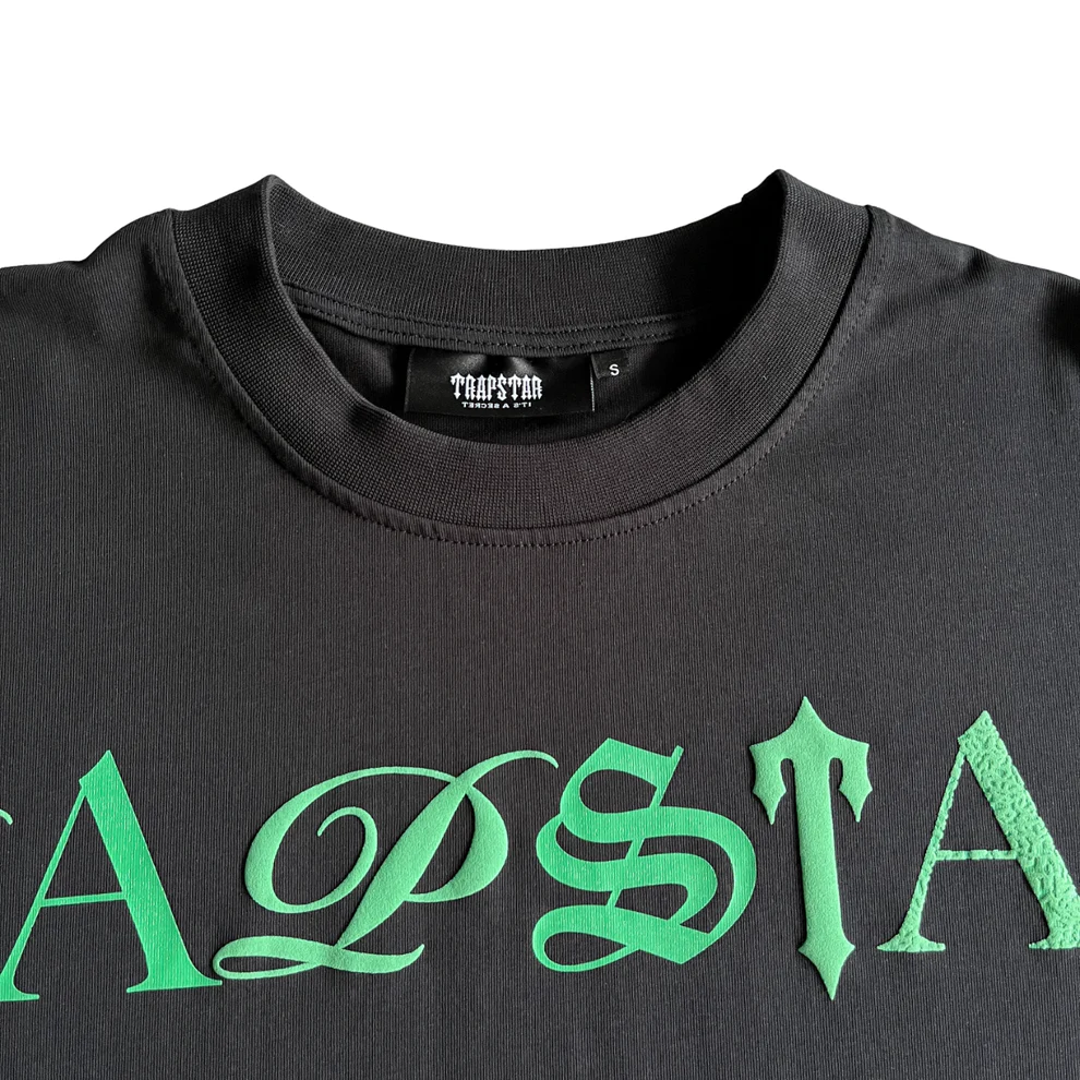 Trapstar Script Fade Tee T-shirt - BLACK with GREEN – hipstersbuy
