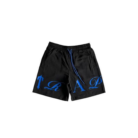 Trapstar Script Swimming Short - BLACK with DAZZLING BLUE