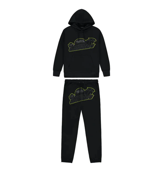 Trapstar Shooters Hoodie And Pants Tracksuit - BLACK/LIME