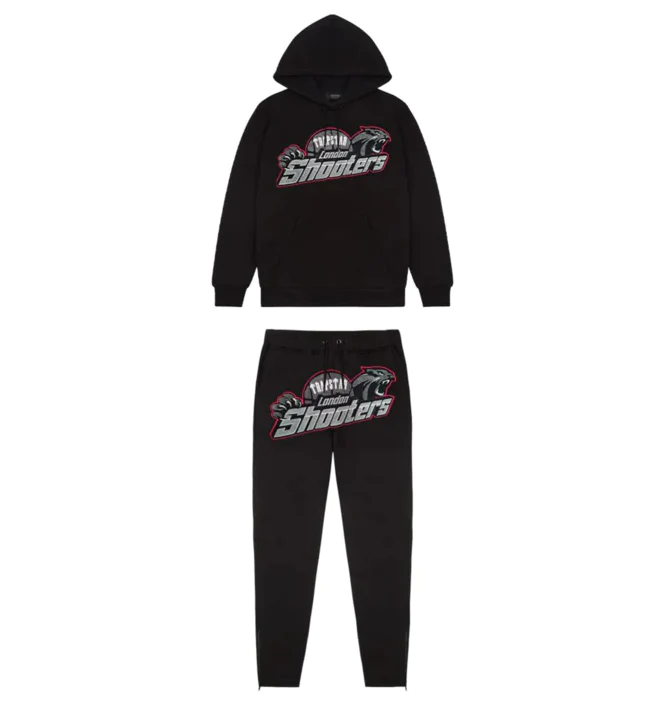 Trapstar Shooters Hoodie And Pants Tracksuit - BLACK/RED