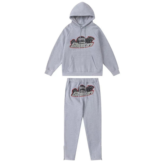 Trapstar Shooters Hoodie And Pants Tracksuit - GREY/RED