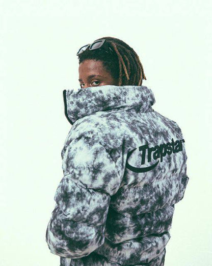 Trapstar hyperdrive puffer jacket-tie dye black x grey - Hipstersbuy