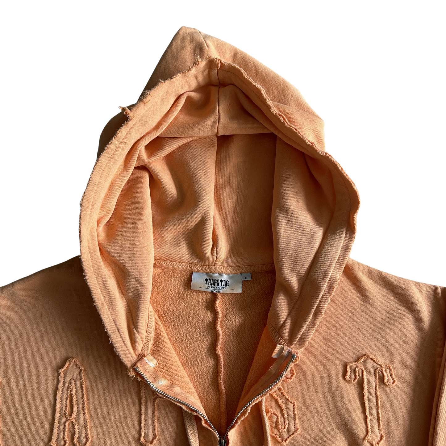 Trapstar women's irongate cropped batwing zip hoodie-washed orange